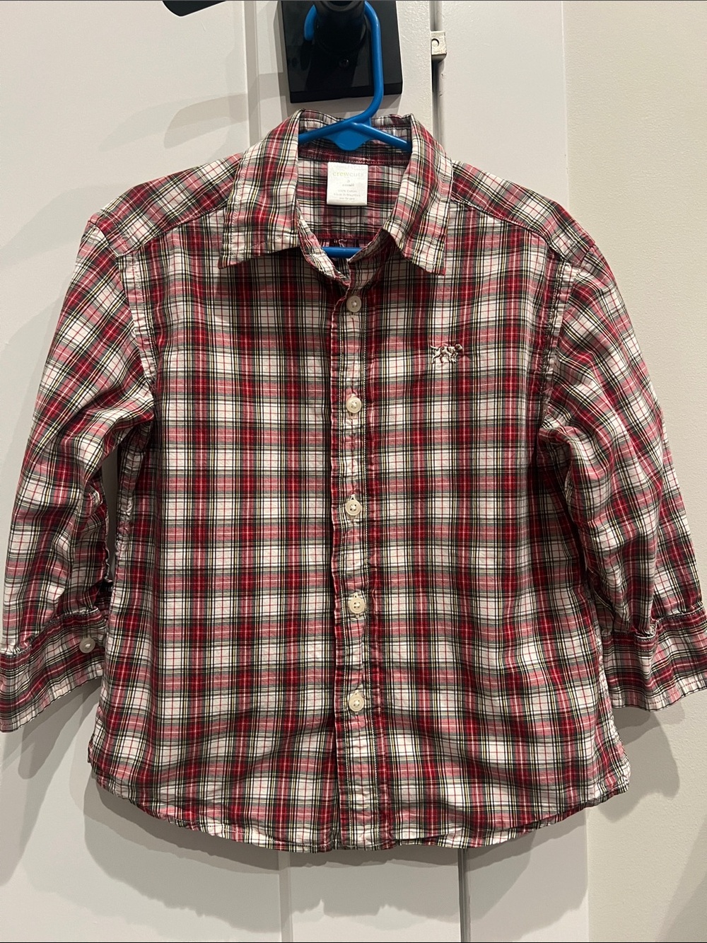 Crewcuts Red, Green & White Plaid Button-Down Shirt
